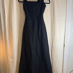 Sleeveless Black Maxi Dress with Square Neck